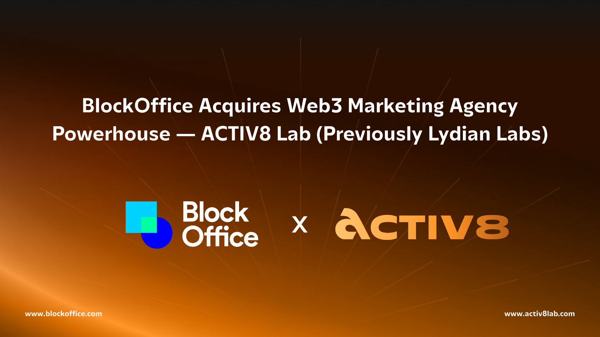 BlockOffice 收购 Web3 行销公司 ACTIV8 LAB（前身 LYDIAN LABS）