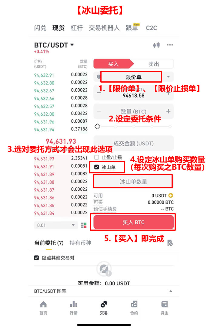 币安冰山单详解：币安冰山单委托交易操作指南